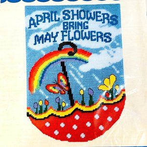 April Showers Plastic Canvas Wall Hanging Kit - 12" x 18" - New/Sealed (2013)